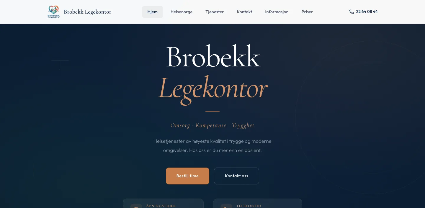 Fullside skjermbilde av Brobekk Legekontor