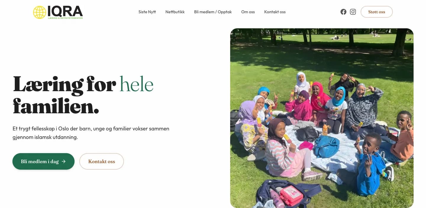 Fullside skjermbilde av Iqra Senter