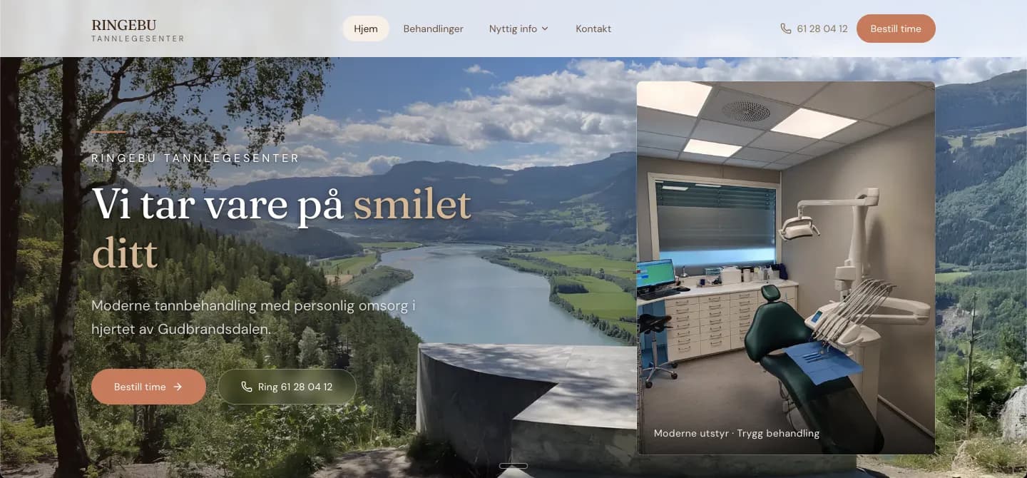 Fullside skjermbilde av Ringebu Tannlegesenter