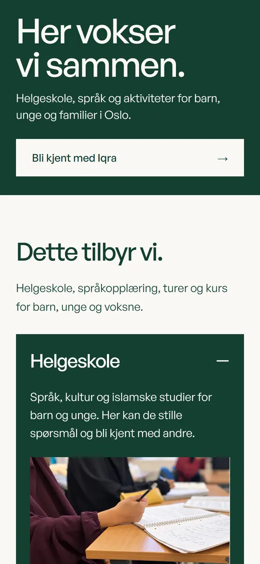 Iqra Senter på mobil: «Her vokser vi sammen»