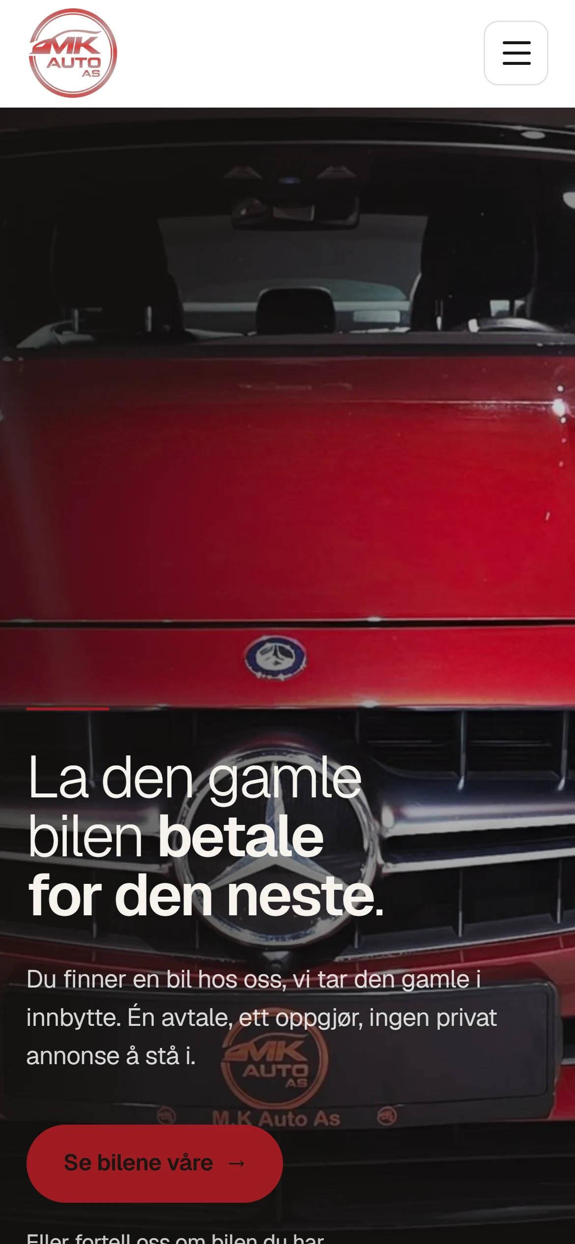 Samme forside på mobil