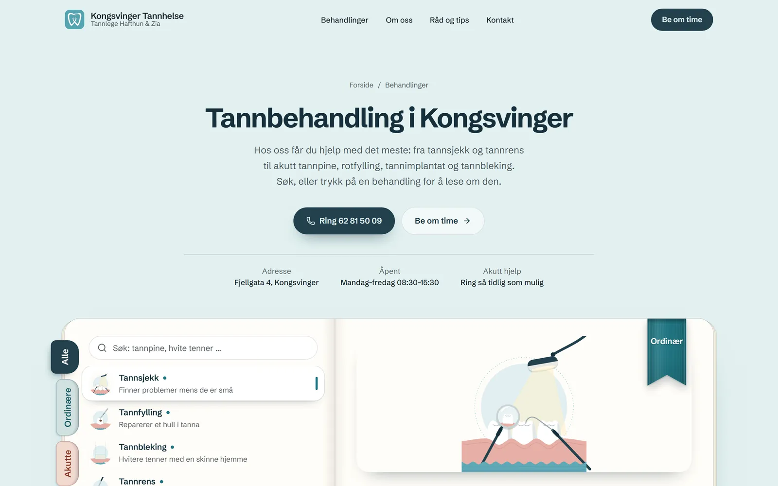 Alle 25 behandlingene på kongsvingertannhelse.no