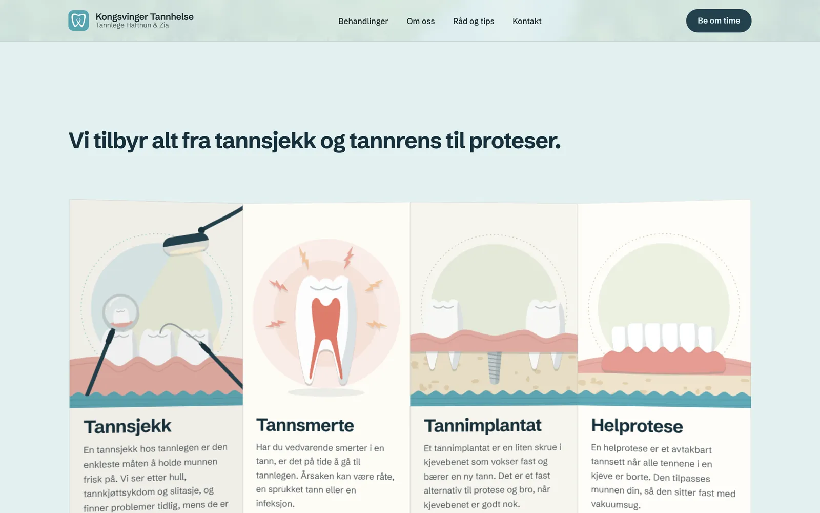 Behandlingene som en folder på kongsvingertannhelse.no